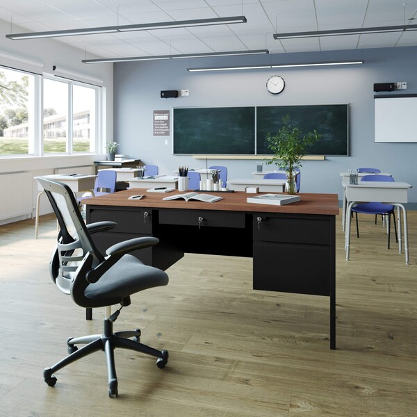 Flash Furniture 30 in D X Walnut, 60 in W X GC-M-BLK-179-WLN-GG - main